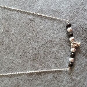 Marvelous Meteorite Meteorite & Shungite Beaded Sterling silver Dragon Necklace